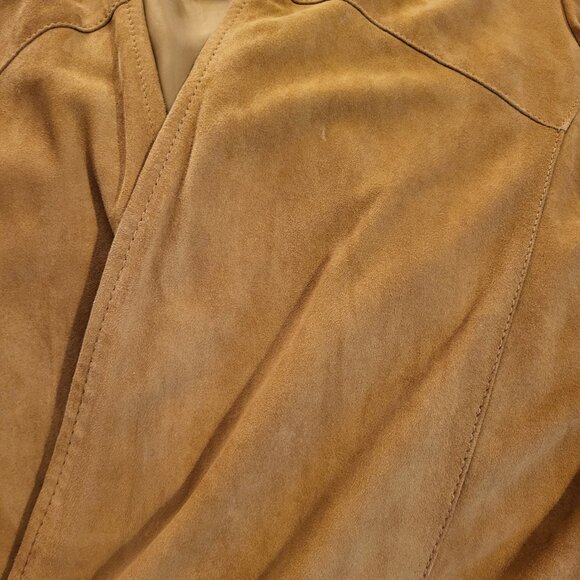Coldwater Creek Women’s Soft Caramel Brown Suede Waterfall Jacket Cardigan Small - Picture 9 of 13